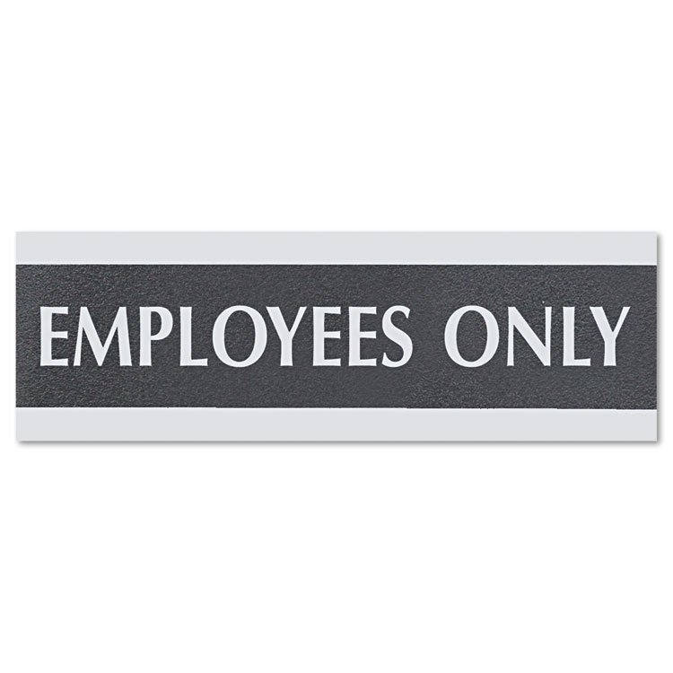 Headline Sign Century Series Office Sign, EMPLOYEES ONLY, 9 x 3, Black/Silver (USS4760)