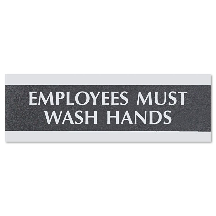 Headline Sign Century Series Office Sign, Employees Must Wash Hands, 9 x 3 (USS4782)