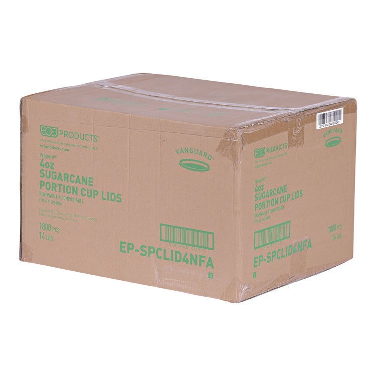 ECO-PRODUCTS,INC. Vanguard Sugarcane Portion Cup Lid, Fits 4 oz Portion Cups, White, 1,800/Carton (ECOEPSPCLID4NFA)