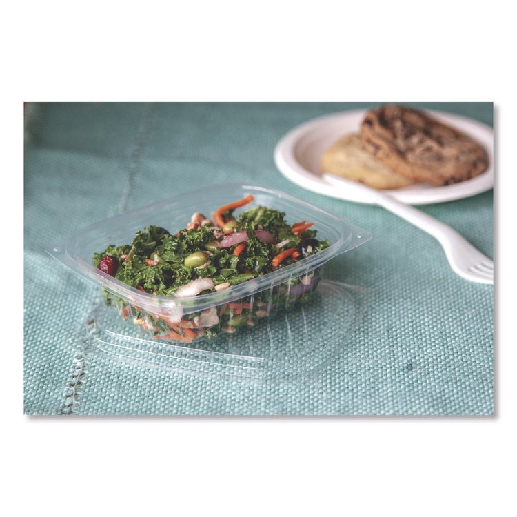 ECO-PRODUCTS,INC. Renewable and Compostable Rectangular Deli Containers with Lid, 8 oz, 3 x 4.83 x 1.5, Clear, Plastic, 50/Pack, 4 Packs/Carton (ECOEPRC8)
