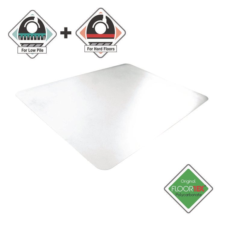FLOORTEX Cleartex Unomat Anti-Slip Polycarbonate Chair Mat for Flat Pile Carpeted and Hard Floors, Rectangular, 35" x 47", Clear (FLRNRCMFLPD0003)