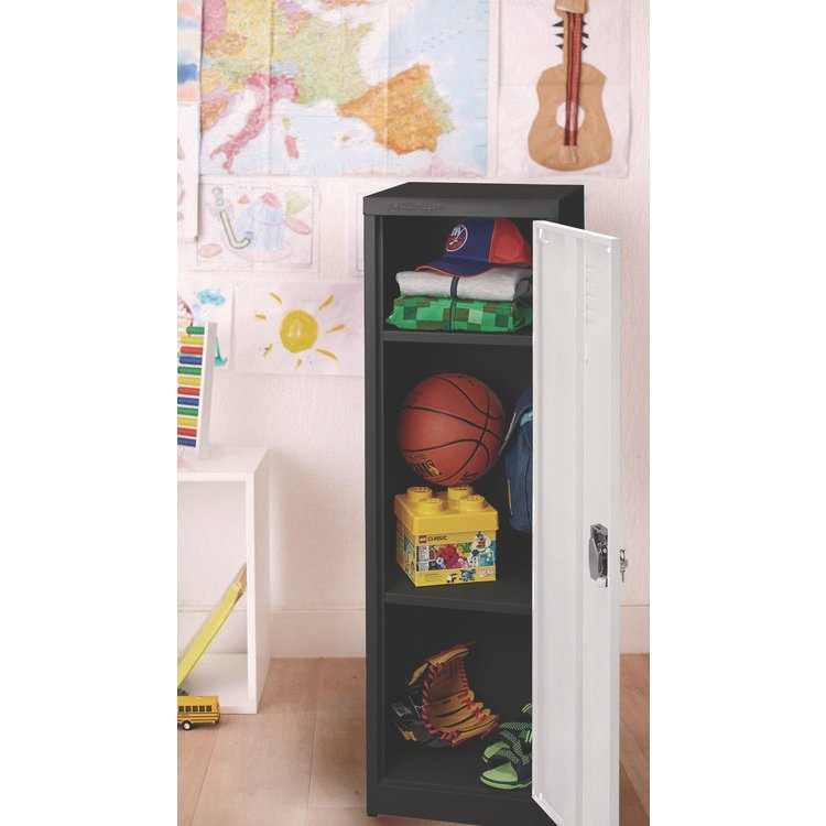 ADIROFFICE Steel Storage Locker, 1 Compartment, 15 x 15 x 48, Black Body/White Doors (ALHI62901BW)
