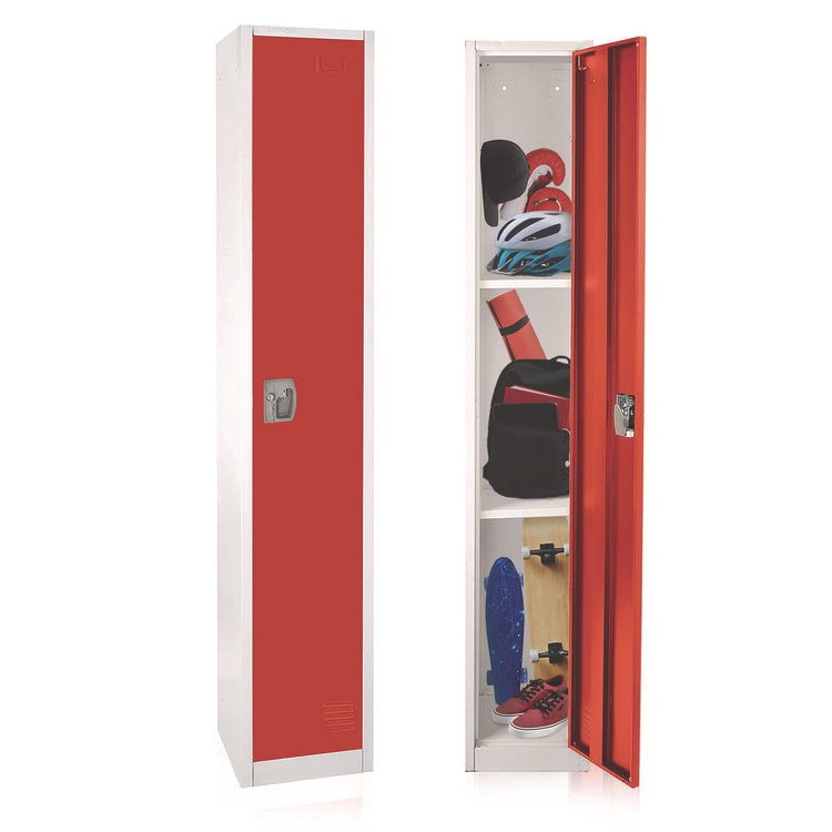 ADIROFFICE Steel Storage Locker, 1 Compartment, 12 x 12 x 72, Red (ALHI629201RED)