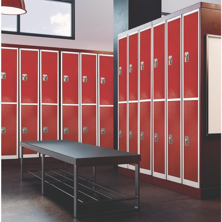 ADIROFFICE Steel Storage Locker, 2 Compartment, 12 x 12 x 72, Red (ALHI629202RED)