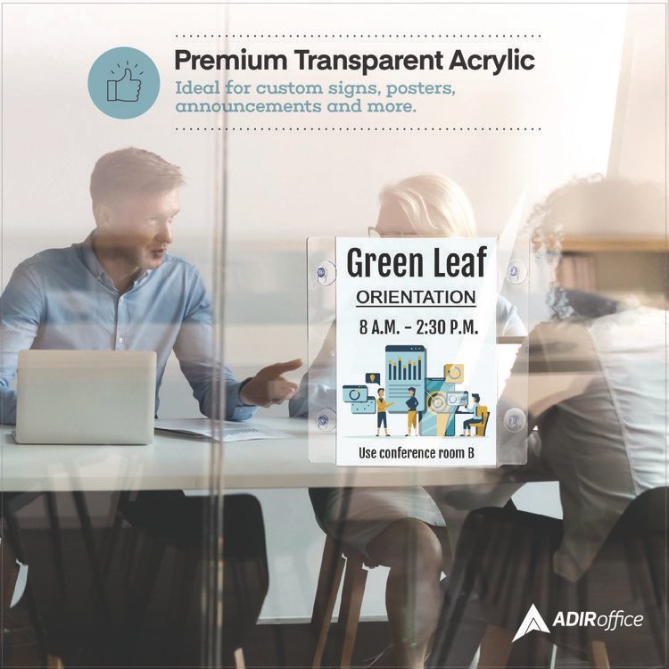 ADIROFFICE Clear Suction Acrylic Window Sign Holder, 8 x 11, Clear Frame, 6/Pack (ALHI6398511WSH6)