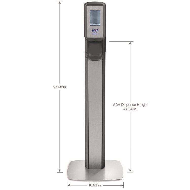 GO-JO INDUSTRIES MESSENGER CS8 Silver Panel Floor Stand with Dispenser, 1,200 mL, 15.13 x 16.62 x 52.68, Graphite/Silver (GOJ7518DSSLV)