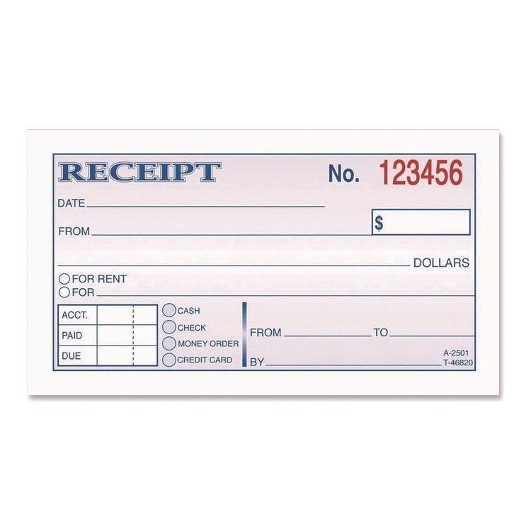 CARDINAL BRANDS . Money/Rent Receipt Book, Two-Part Carbonless, 4.88 x 2.75, 50 Forms Total (ABFDC2501)