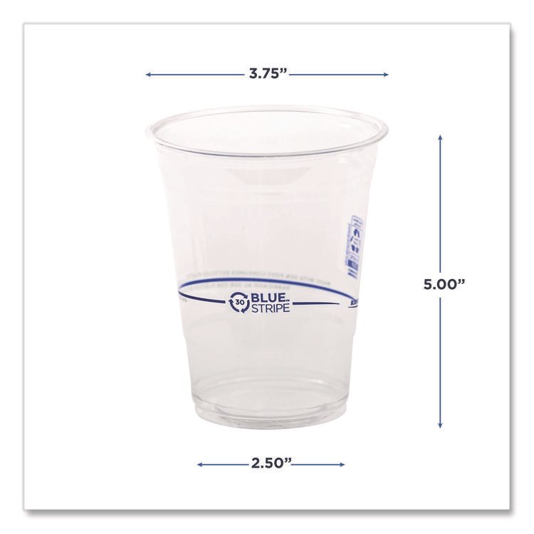ECO-PRODUCTS,INC. BlueStripe 25% Recycled Content Cold Cups, 16 oz, Plastic, Clear/Blue, 50/Pack, 20 Packs/Carton (ECOEPCR16)
