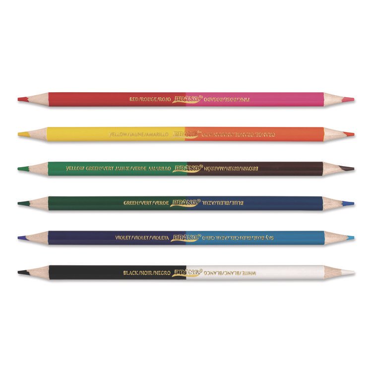 DIXON TICONDEROGA CO. Duo-Color Colored Pencil Sets, 3 mm, 2B (#2), Assorted Lead, Assorted Barrel, 6/Pack (DIX22106X0002)