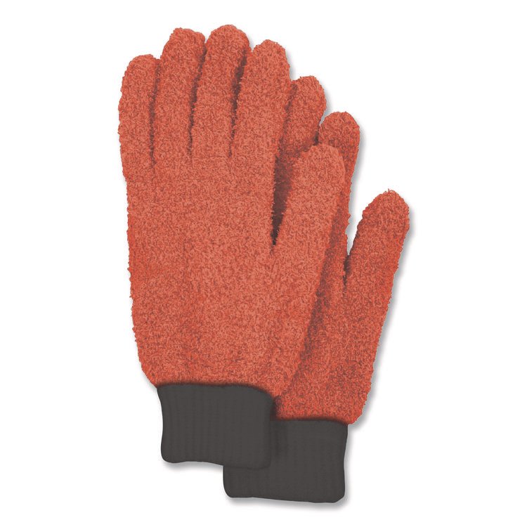 CHAGRINOVATIONS Microfiber Dusting Gloves, Coral with Black Cuffs, 4 Gloves (CH7TU68027)