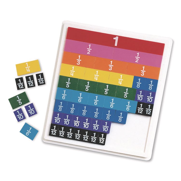 LEARNING RESOURCES Rainbow Fraction Tiles with Tray, Grades 1 to 3, 54 Pieces (LRNLER0615)
