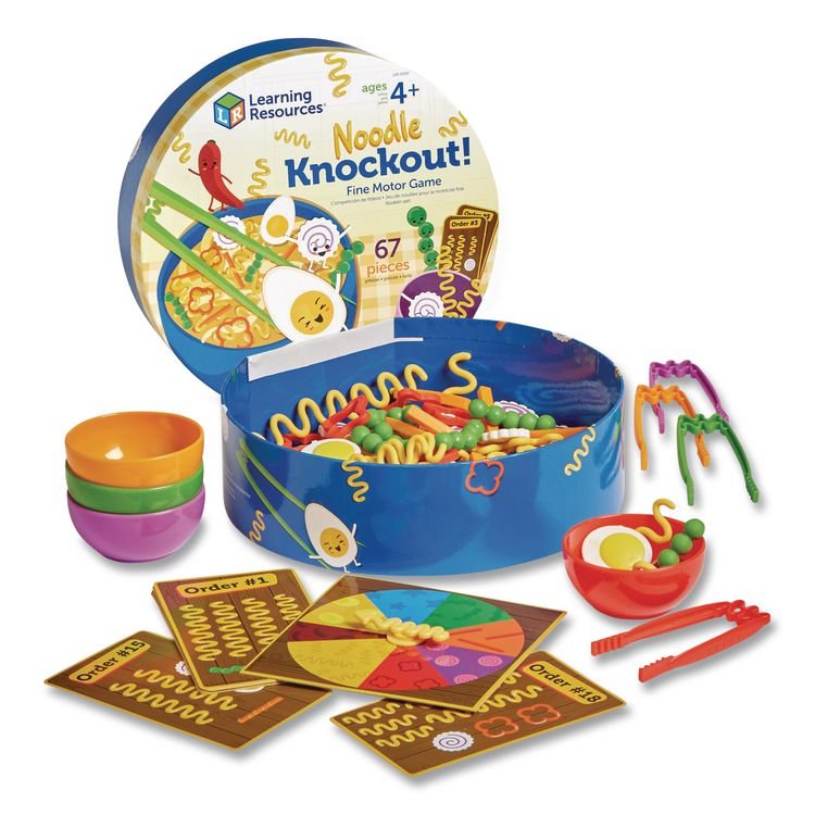 LEARNING RESOURCES Noodle Knockout Fine Motor Game, 1 to 4 Players, Ages 4 and Up, 67 Pieces (LRNLER5549)