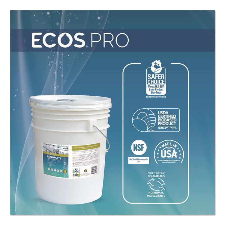 EARTH FRIENDLY PRODUCTS Dishmate Manual Dish Liquid, Free and Clear, 5 gal Pail (EOPPL972105)