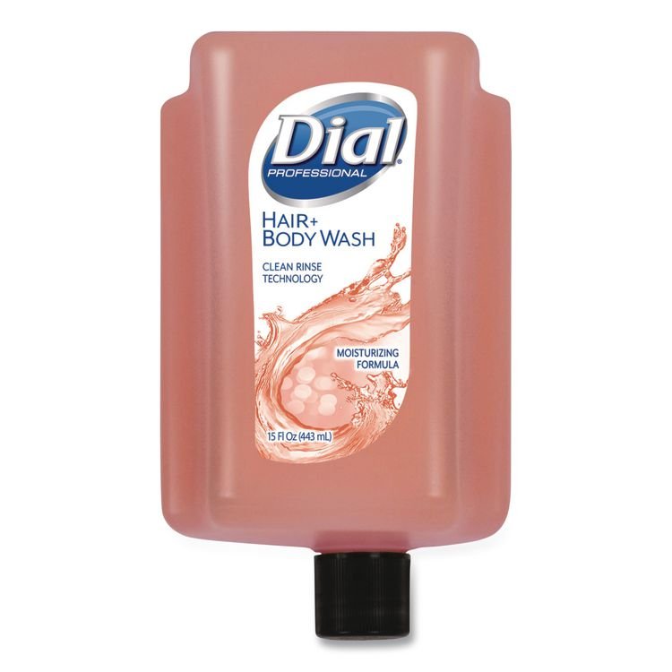 DIAL PROFESSIONAL Hair + Body Wash Refill for Versa Dispenser, Neutral Scent, 15 oz, 6/Carton (DIA16304CT)