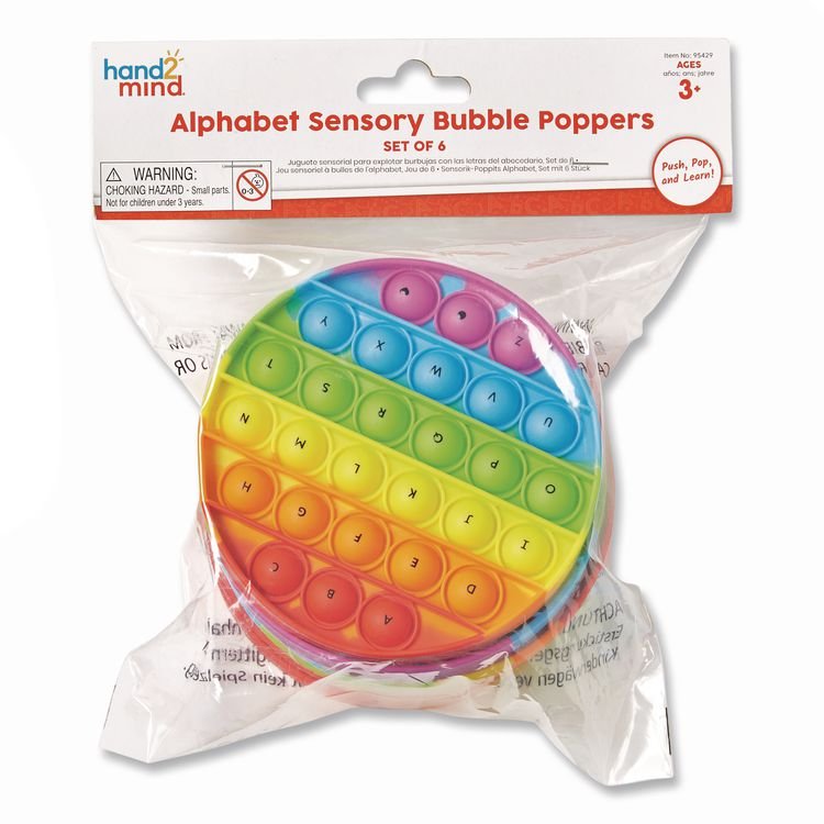 LEARNING RESOURCES Alphabet Sensory Bubble Poppers, Pre-K to K, 6 Pieces (HDM95429)