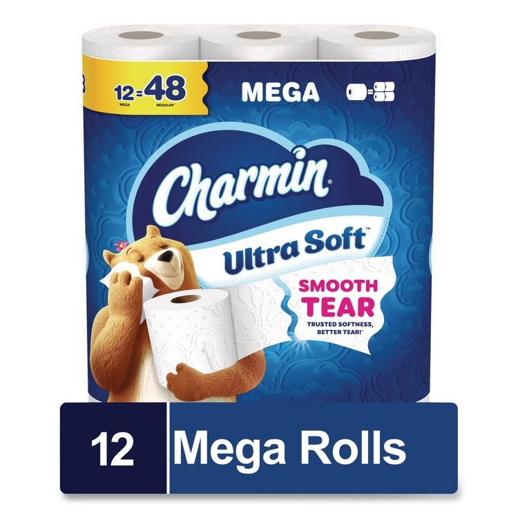 PROCTER & GAMBLE Ultra Soft Bathroom Tissue, Mega Roll, Septic Safe, 2-Ply, White, 208 Sheets/Roll, 12 Rolls/Pack (PGC17579PK)