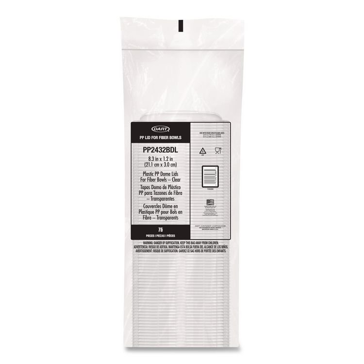 DART Dome Covers and Lids, For 24 oz to 32 oz Containers, 8.28" Diameter x 1.16"h, Clear, 300/Carton (DCCPP2432BDL)
