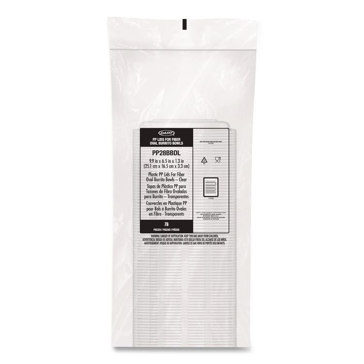DART Dome Covers and Lids, For 28 oz Container, 6.75 x 9.5 x 1.83, Clear, 300/Carton (DCCPP28BBDL)