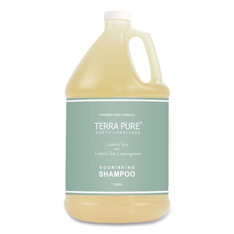 DIVERSIFIED HOSPITALITY SOLUTIONS, LTD. Terra Pure Shampoo Gallon, Green Tea Lemongrass Scent, 1 gal Bottle, 4/Carton (DHS002287)