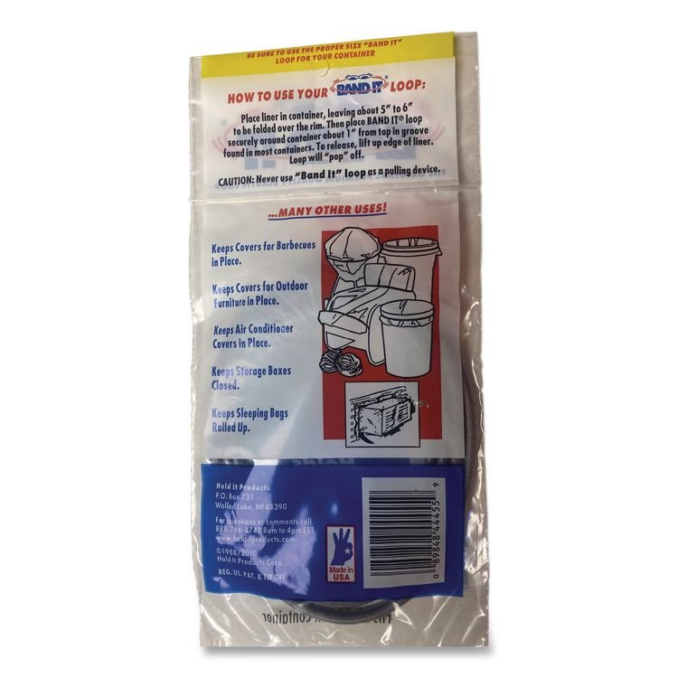 HOLD IT PRODUCTS Trash Can Loops, for 32 gal to 55 gal Cans, 0.25" x 25", Gray, 36/Carton (AMY44455)