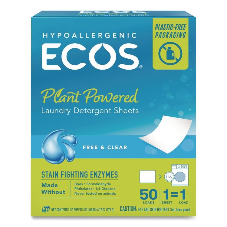 EARTH FRIENDLY PRODUCTS Liquidless Laundry Detergent Sheets, Free and Clear, 50 Sheets/Box (EOP953710EA)