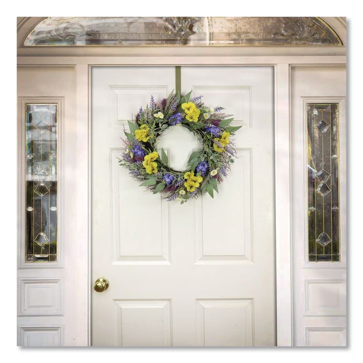 NATIONAL TREE COMPANY Pansy and Lavender Wreath, 22" Diameter x 4.5" h, Yellow (NTTDL8765F22224)