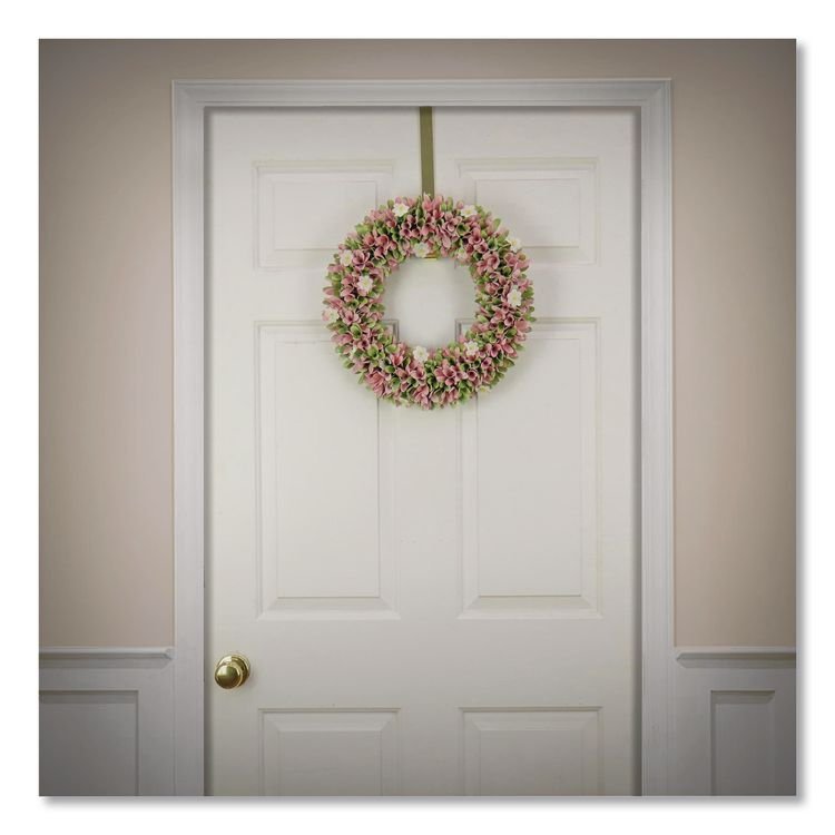 NATIONAL TREE COMPANY Spring Pink Floral Wreath, 18" x 18" x 3.93", Pink (NTTEG79C0055181)