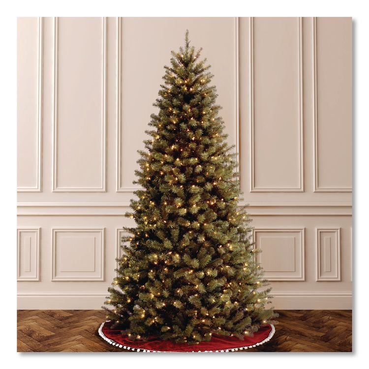 NATIONAL TREE COMPANY Pre-Lit North Valley Spruce Tree, Clear Lights, 42" x 42" x 78", Green Tree, Green Tree Stand (NTTNRV730065)