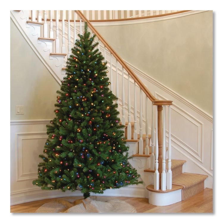 NATIONAL TREE COMPANY Pre-Lit North Valley Spruce Tree, 47" x 47" x 84", Green Tree, Green Tree Stand (NTTNRV730170)