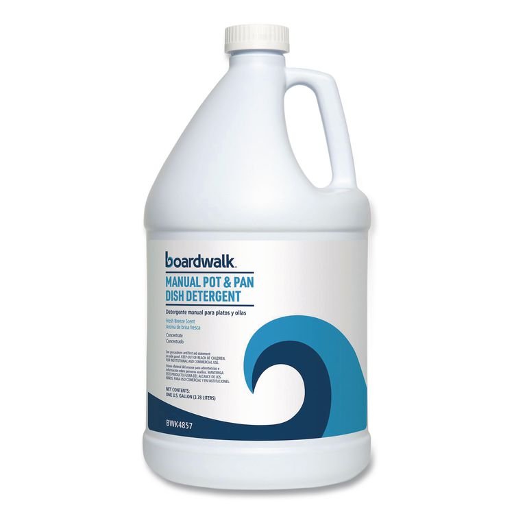 BOARDWALK Manual Pot and Pan Dish Detergent, Fresh Breeze Scent, 1 gal Bottle, 4/Carton (BWK4857)