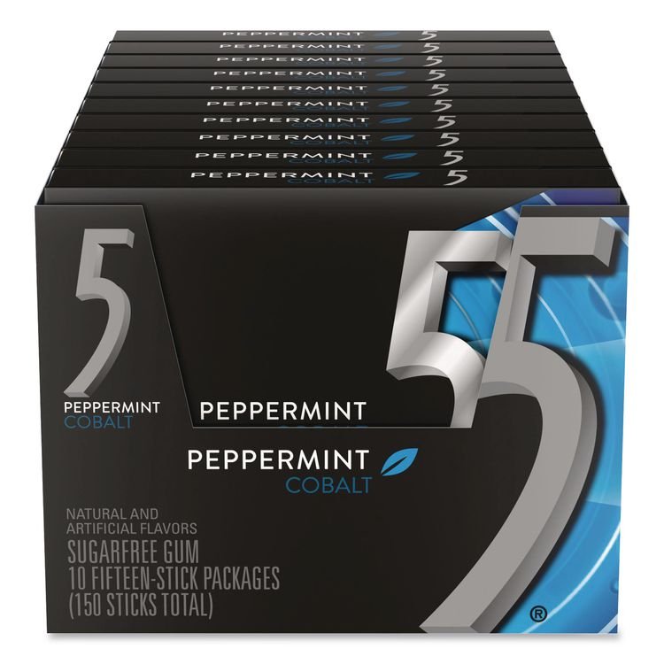 THE WRIGLEY COMPANY 5 Gum, Peppermint Cobalt, 15 Sticks/Pack, 10 Packs/Carton (GRR22002640)