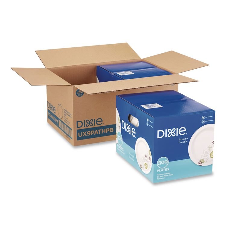 DIXIE FOOD SERVICE Pathways Medium-Weight Paper Plates, 8.5" dia, Pathways, 300/Box, 2 Boxes/Carton (DXEUX9PATHPB)
