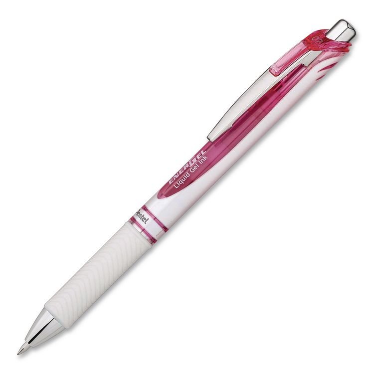 PENTEL OF AMERICA EnerGel Pearl Deluxe Pink Special Edition Liquid Gel Pen, Retractable, Medium 0.7 mm, Pink Ink, White Pearl/Pink Barrel, 2/PK (PENBL77WBP2PP)