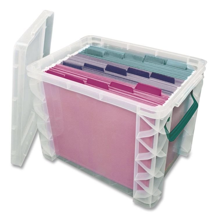 ADVANTUS CORPORATION Super Stacker File and Document Box, Letter Files, 11.25 x 14.5 x 10.5, Translucent White (AVT36872)
