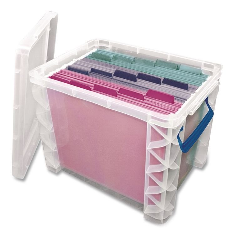 ADVANTUS CORPORATION Super Stacker File and Document Box, Letter/Legal Files, 14.68 x 18.37 x 33.75, Translucent White (AVT486085)
