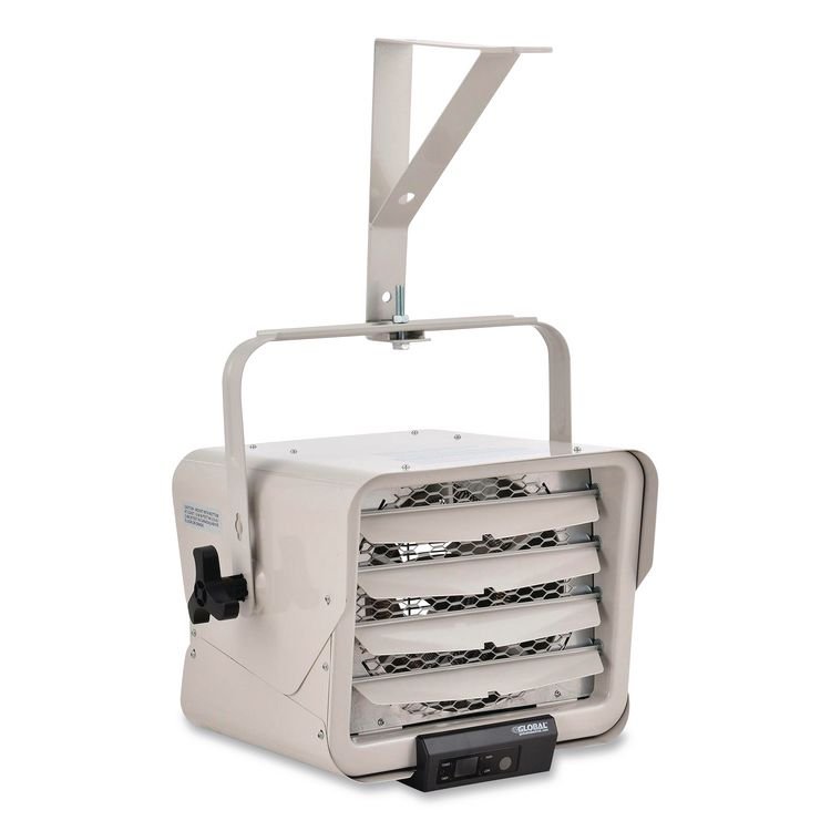 GLOBAL INDUSTRIAL Unit Heater Horizontal Downflow with Remote, 7,500 W, 14.68 x 15 x 12.5, White (GBE246726)