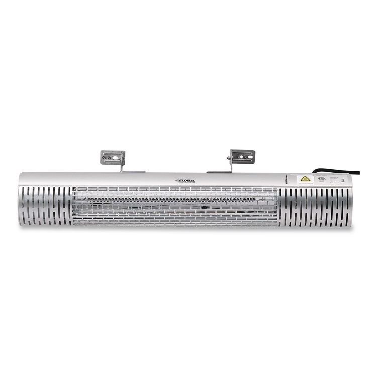 GLOBAL INDUSTRIAL Infrared Patio Heater with Remote Control, 1,500 W. 30.75 x 5 x 5.38, Silver (GBE246720)