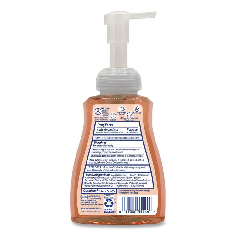 DIAL PROFESSIONAL Original Antibacterial Defense Foaming Hand Wash, Original, 10 oz, 8/Carton (DIA35446)