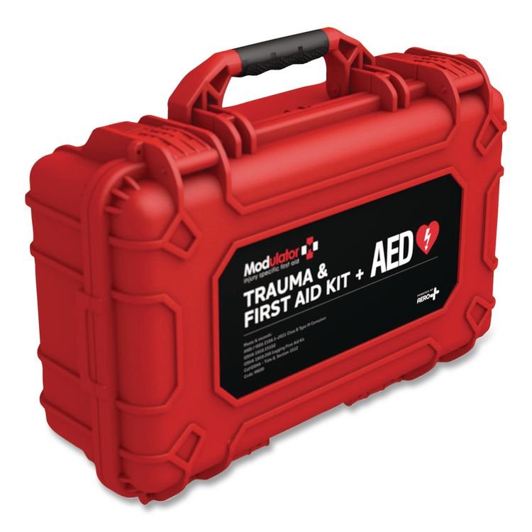 AERO HEALTHCARE Trauma Kit with HeartSine 350P and Bleed Control - XL Rugged Hard Case, 296 Pieces (AOHM6004)