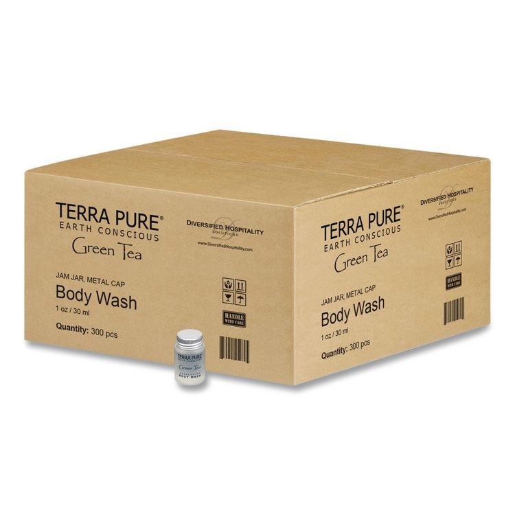 DIVERSIFIED HOSPITALITY SOLUTIONS, LTD. Terra Pure Shampoo Jam Jar, Green Tea Lemongrass Scent, 1 oz Jar, 300/Carton (DHS007460)