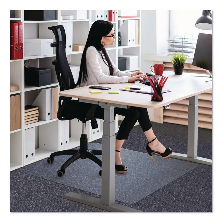 FLOORTEX Unomat Anti-Slip Polycarbonate Chair Mat for Hard Floors and Carpet Tiles, Rectangular, Straight Edges, 60" x 48", Clear (FLRNRCMFLPD0005)