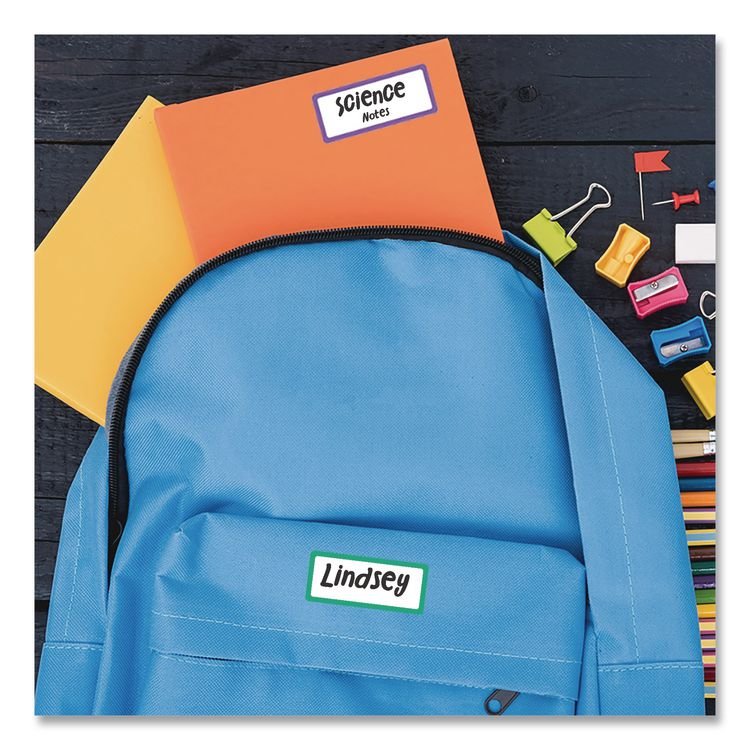 AVERY PRODUCTS CORPORATION No-Iron Fabric Labels, Rainbow Border, Handwrite Only, 0.75 x 1.75, White, 12/Sheet, 2 Sheets/Pack (AVE40706)