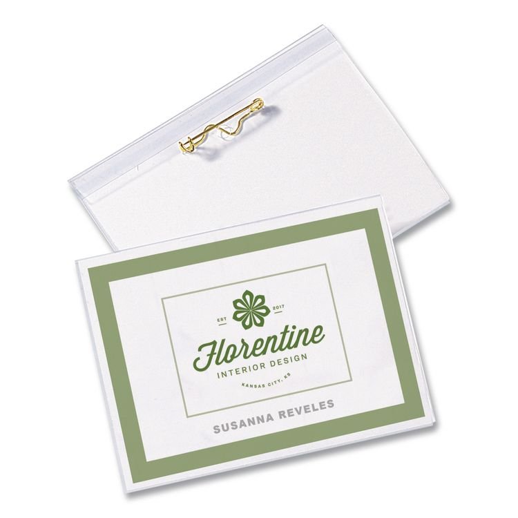 AVERY PRODUCTS CORPORATION Pin-Style Badge Holder with Laser/Inkjet Insert, Top Load, 3.5 x 2.25, White, 24/Pack (AVE74652PK)