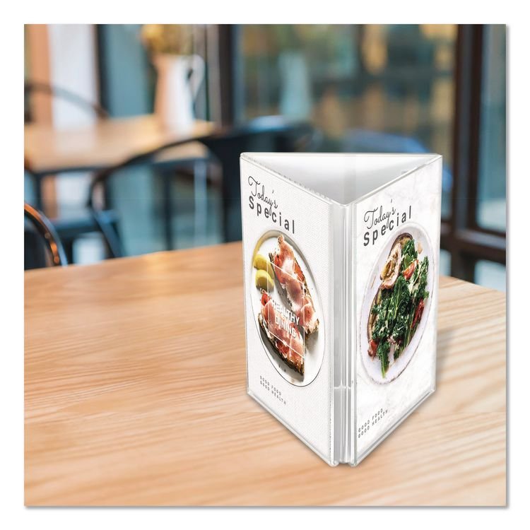 DEFLECTO CORPORATION Tabletop Three-Sided Sign Holder, 5 x 7 Insert, Clear (DEFPX04857)