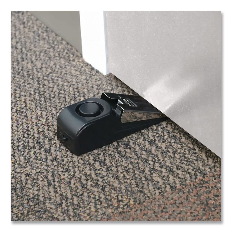 EXCELLO GLOBAL PRODUCTS Hotel Doorstop Alarm, Wedge, Black/Silver (EXOSPLSTRVL0004)