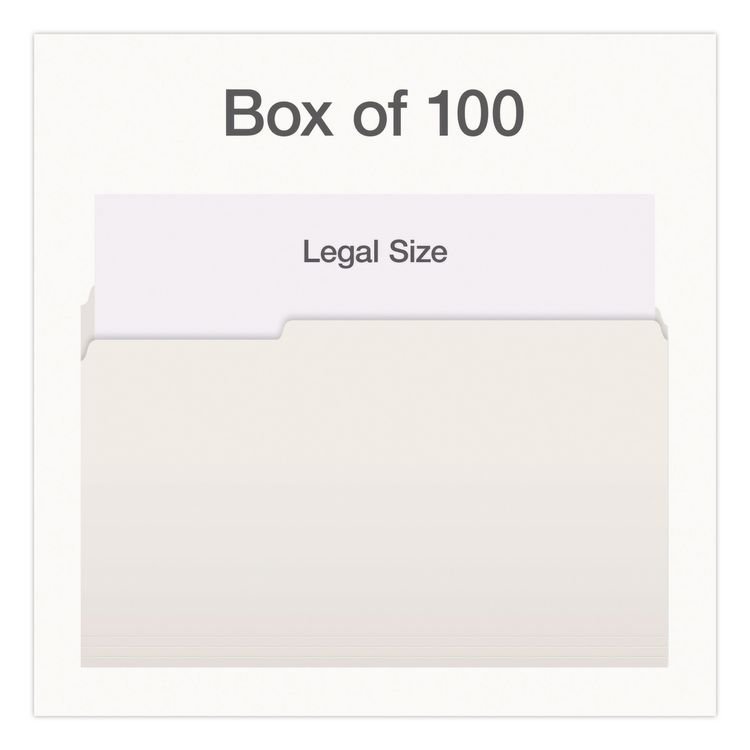 TOPS BUSINESS FORMS Double-Ply Reinforced Top Tab Colored File Folders, 1/3-Cut Tabs: Assorted, Legal, 0.75" Expansion, White, 100/Box (PFX1007034)