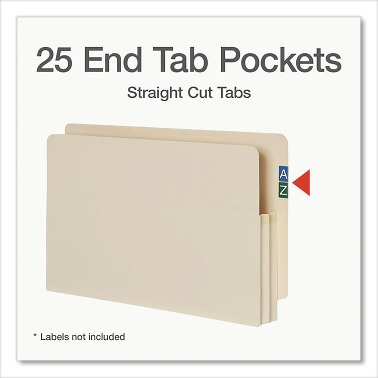 TOPS BUSINESS FORMS Manila Reinforced File Pocket, 1.75" Expansion, Legal Size, Manila, 25/Box (PFX22811)