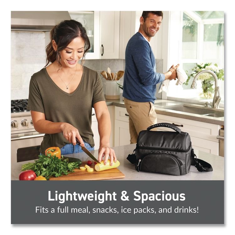 BENTGO Deluxe Insulated Lunch Bag, 8" x 10" x 7.5", Carbon Black (BEOBG2CB)