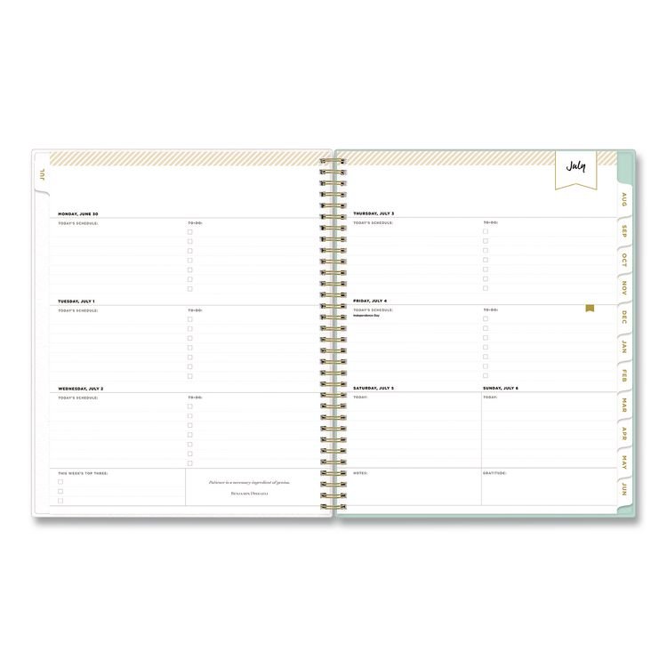 BLUE SKY Day Designer Secret Garden Mint Academic Weekly/Monthly Twin-Wire Notes Planner, 11 x 8.5, 12-Month: July 2025 to June 2026 (BLS137896A26)