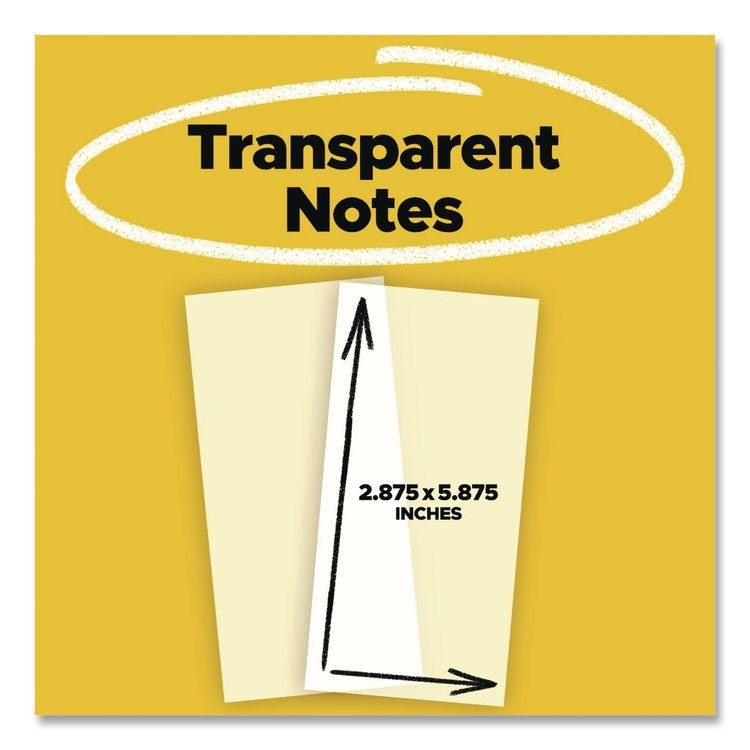 3M/COMMERCIAL TAPE DIV. Transparent Notes, 2.88" x 5.88", Clear, 36 Sheets/Pad (MMM636TRSPT)